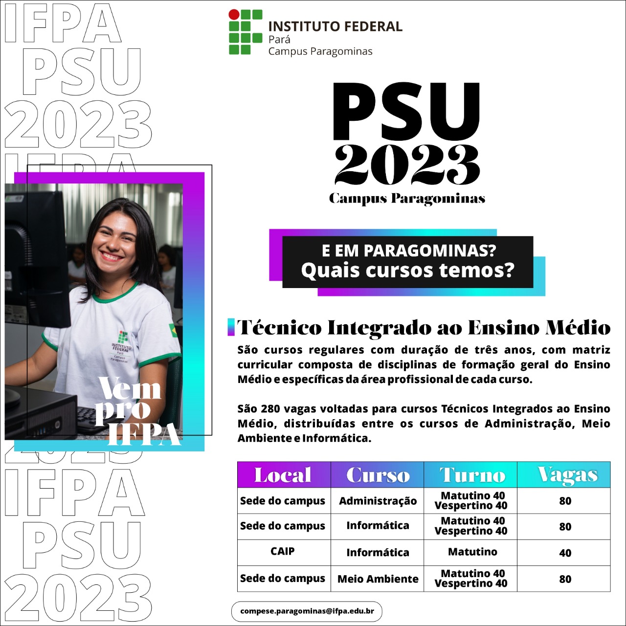 PSU/2023 - Cursos Técnicos Integrados ao Ens. Médio