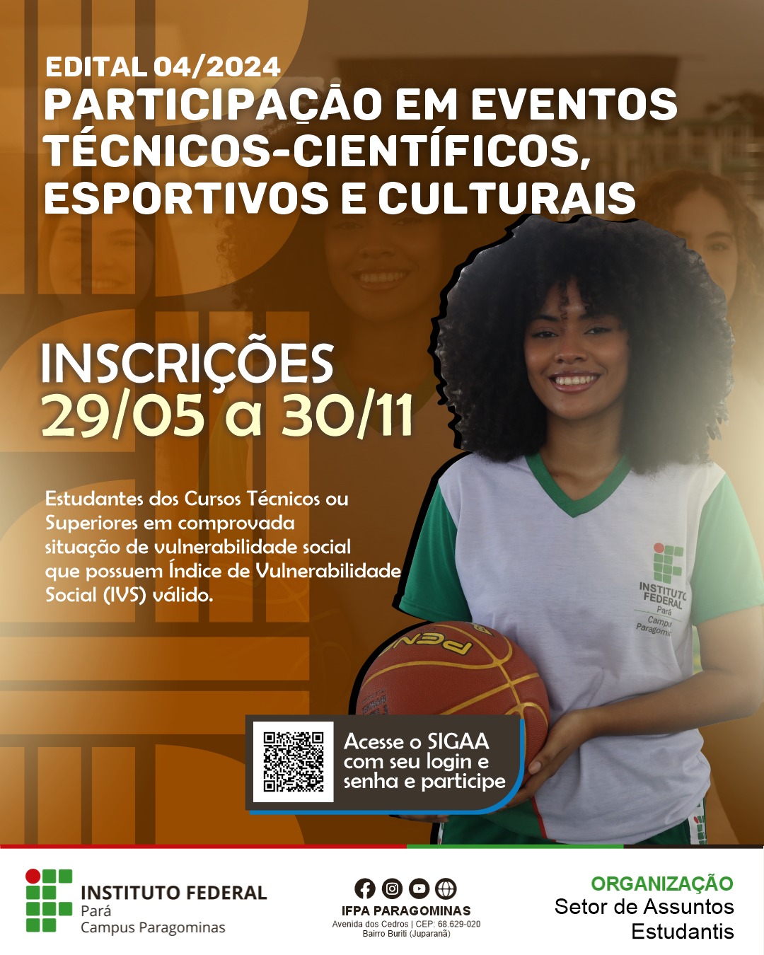 Edital nº 04/2024 - Participação em eventos técnicos-científicos, esportivos e culturais